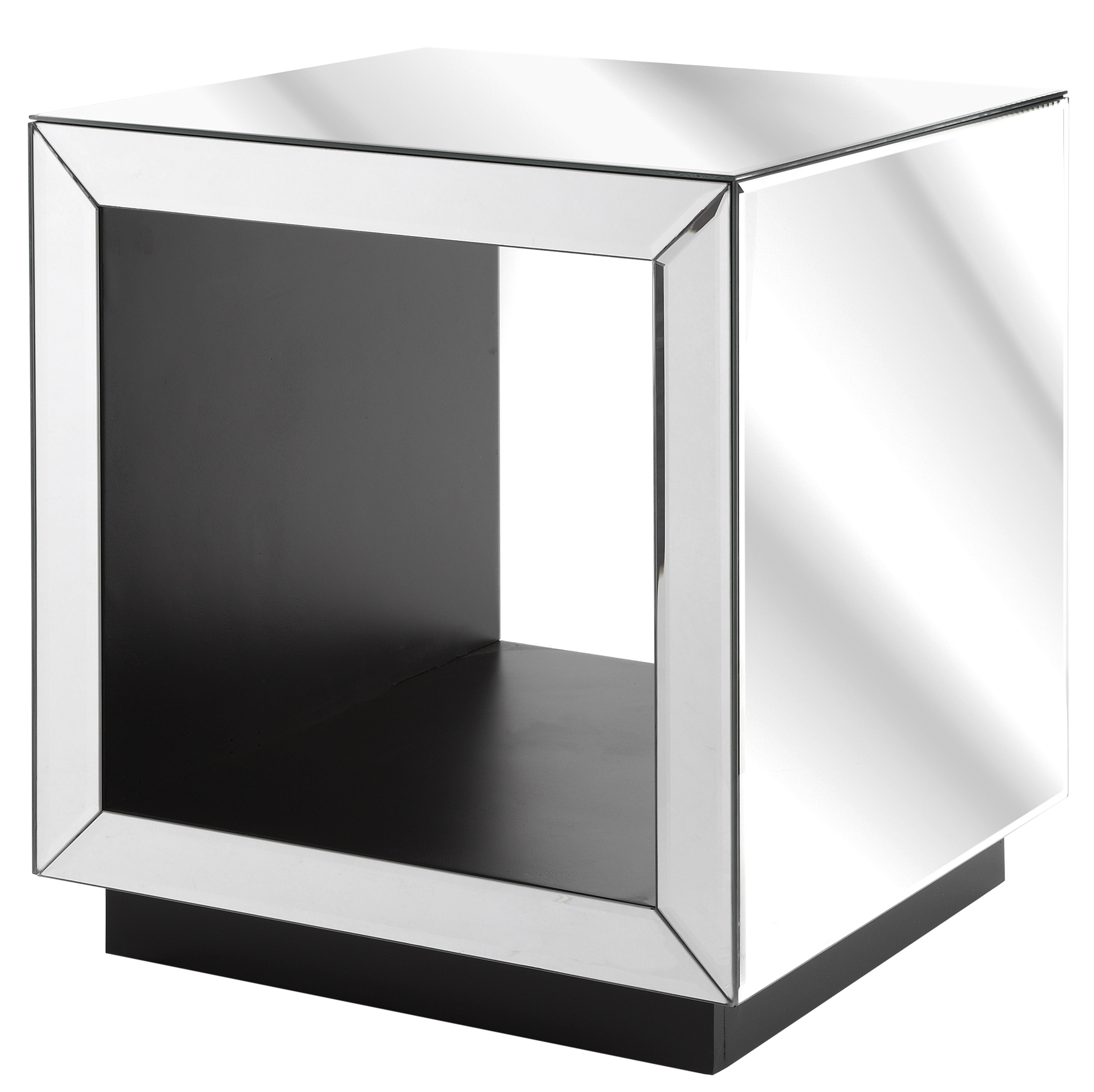 Clear Mirror Hollow Centre Cube Side Table