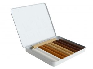 TIN OF 10 MIXED RETOUCH CRAYONS (WOOD COLOURS)